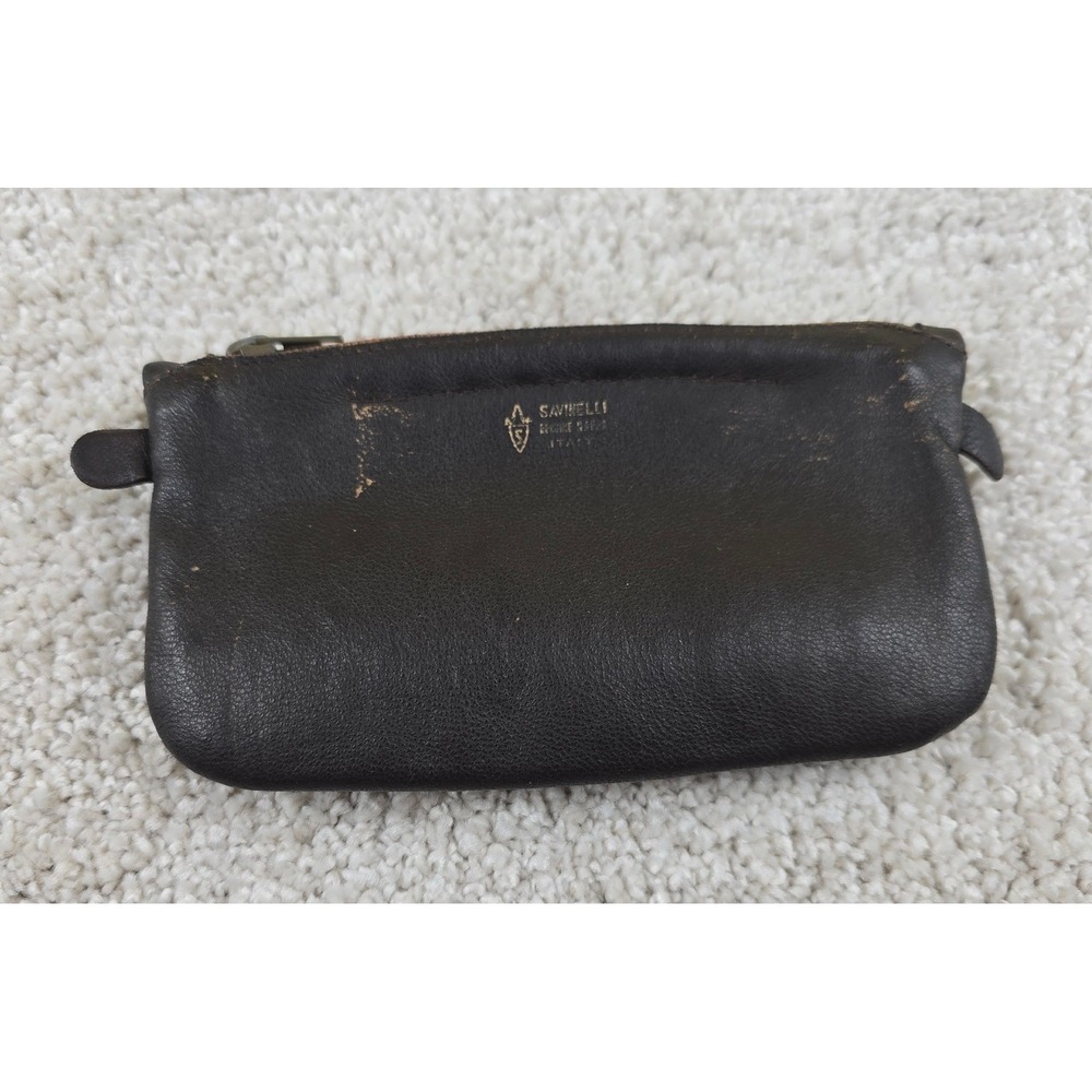 Vintage Savinelli‎ Tobacco Pipe Pouch Brown Leather Napa Zippered Made in Italy